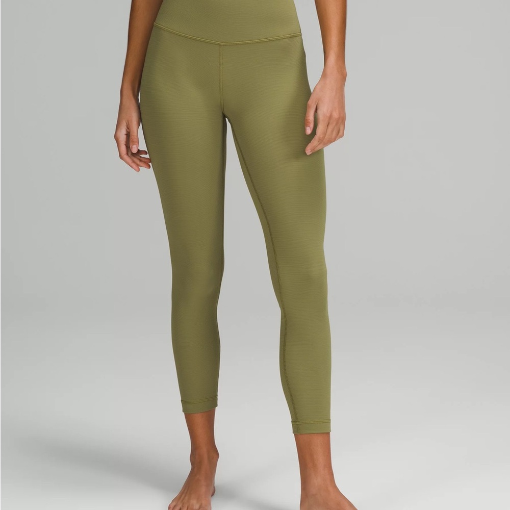 Lululemon Wunder Under High Rise Tight 25” Ribbed Bronze Green Leggings Size 4
